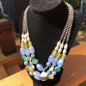 Love this necklace with it’s variety of beautiful stones! Goes with EVERYTHING